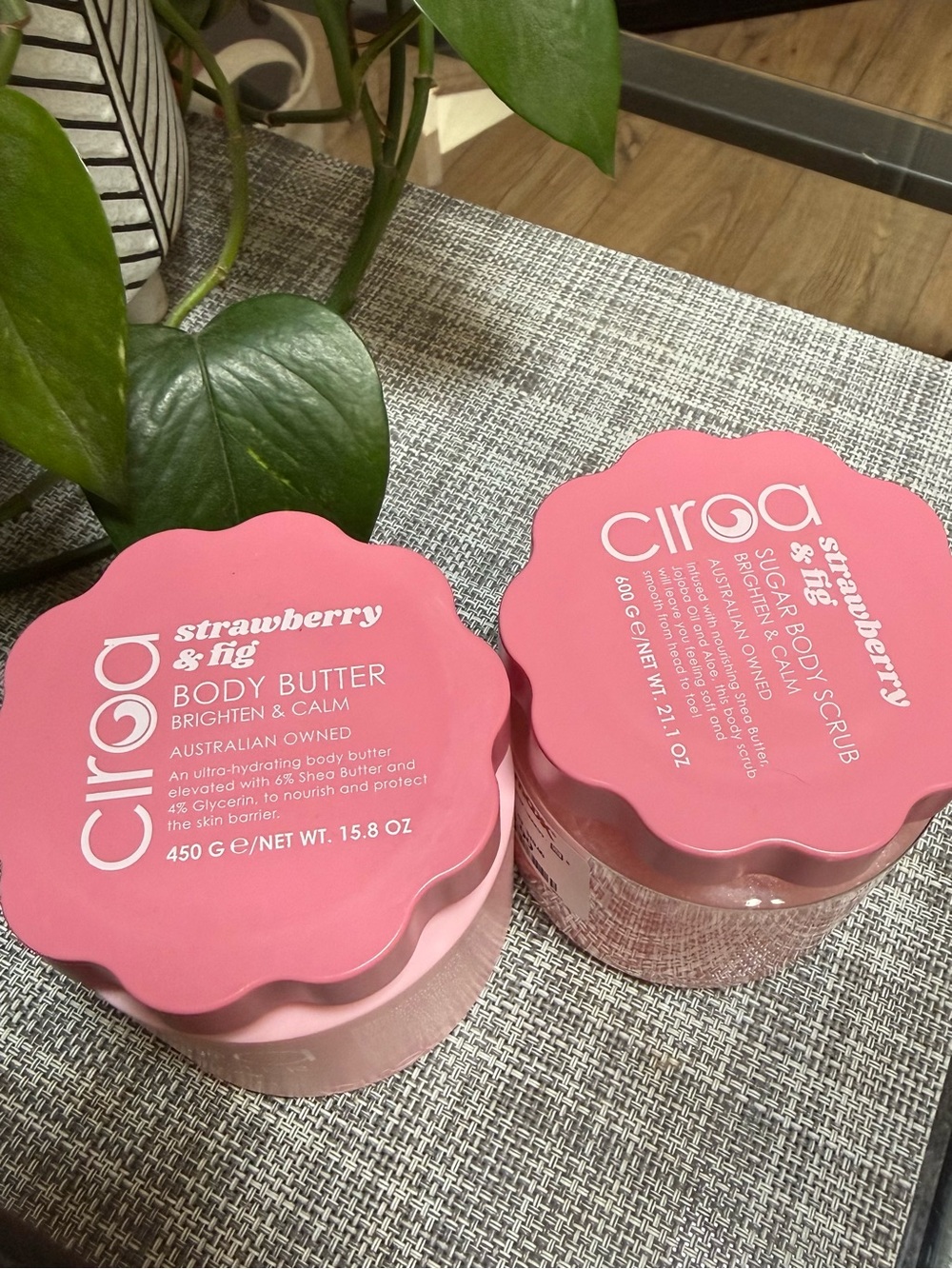 Ciroa Strawberry 🍓& Fig 💕Brighten & Calm Sugar Body Scrub and Body Butter New